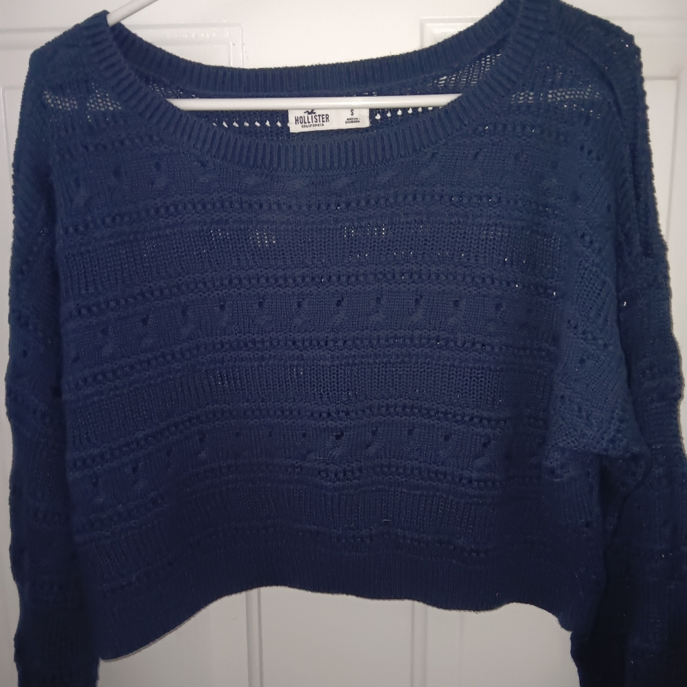 Hollister Navy Blue Crew Neck Sweater Versatile Knit